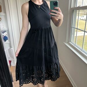 J. Crew Black Eyelet Cross Back Dress